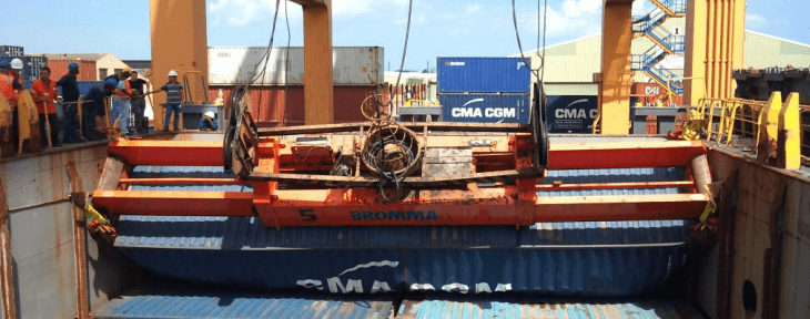 Foto: World Shipping Council. Accidente en el puerto de Beira, Mozambique, en 2011.