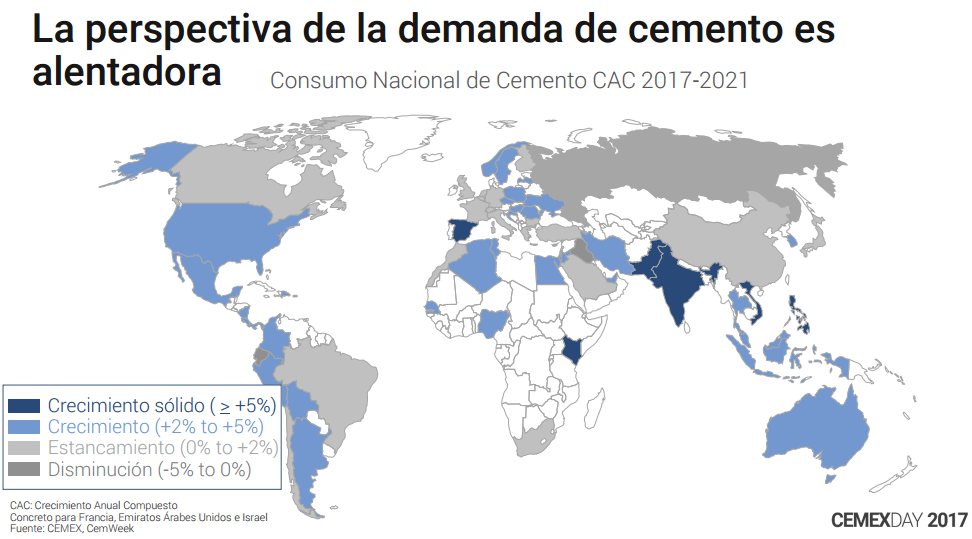 Cemex ve alza anual de 2 a 5 en el consumo de cemento de México en