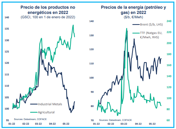 Los precios de las materias primas (no energéticas) han estabilizado un poco, indicó la Coface, una empresa de seguro de crédito de origen francés.