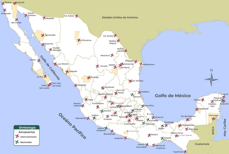 Servicios aéreos: México ha suscrito 55 acuerdos. Air services: Mexico has signed 55 agreements. Services aériens : le Mexique a signé 55 accords.